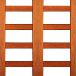 Contemporary Exterior Double Door, Mahogany, Clear Low-E Glass - Front Doors