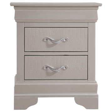 Lorana 2 Drawer Nightstand, 24 in. H x 21 in. W x 16 in. D, Champagne