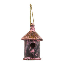 Shea's Wildflower - Vintage Round Top Bird House, Pink Washed - Wreaths And Garlands