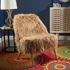 GDF Studio Soho Shaggy Faux Fur Accent Chair, Taupe/Natural