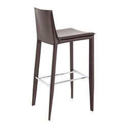 Tiffany Piston & Chrome - Brown Bonded Leather - Bar Stools And Counter Stools