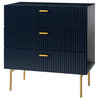 Aram 3-Drawers Bachelor's Chest With Metal Legs, Navy