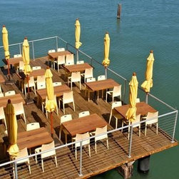 Recycled Wine Tank Redwood Tables for Restaurants and Wineries - Indoor Pub And Bistro Sets