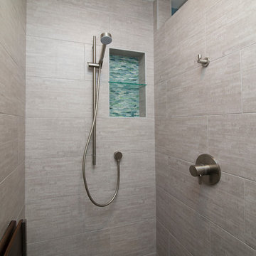 Teal Master Bathroom with Open Shower