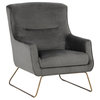Holt Rustic Bronze Lounge Chair, Pimlico Pebble