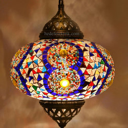 Turkish Style Colourful Mosaic Pendant Lamp 22 cm - Pendant Lighting