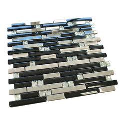 Stainless Steel and Black Luxury Diamond Glass Mosaic Tile Collection - Home Accessories & Decor