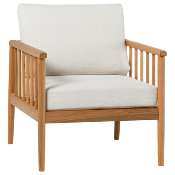 Modern Outdoor Solid Wood Spindle Style Single Lounge Chair - Natural