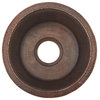 14" Round Hammered Copper Prep Sink, 3.5" Drain Opening, Drain & Accessories