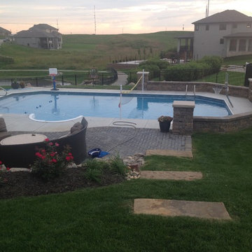 Belgian Block Seating Wall, Granite Boulder Retaining Wall, Paver Patio
