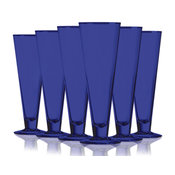 Cobalt Blue Classic Pilsner Glasses Fully Colored, 16 oz. Set of 6