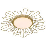 Golden Lighting - Golden Lighting 9132-FM24 LOG-OP Yasmin Flush Mount 24, Light Olympic Gold - Sculptural art in a modern, functional form, Yasmin has the feminine beauty of a blooming flower. Bright light shines from within the open metal petals where a bright, integrated LED is concealed. The smooth opal glass shade gently diffuses the light. This damp-rated collection is a fresh take on close-to-ceiling lighting that can be used throughout the home. Choose between the offered finish options.