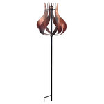 Teamson Home - Outdoor Solar Windmill & Lights Garden Decor - Add visual interest to your outdoor space with the Teamson Home Outdoor Tulip Kinetic Windmill Sculpture. The garden stake wind spinner features brightly-colored tangerine metal blades arranged in a tulip design for dynamic outdoor decor. With its colorful design, it provides a unique and decorative touch to your home's exterior. Skillfully crafted from weather-resistant and sturdy metal, this all-season decorative spinner can be cleaned easily to keep its reflective shine and vibrant colors.