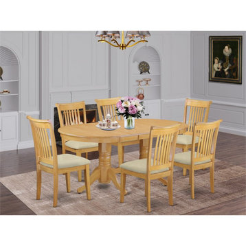 East West Furniture Vancouver 7-piece Wood Table and Dining Chairs in Oak