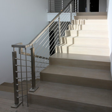 75_Modern Stairway: White Oak & Stainless Steel Balustrade, McLean VA 22101
