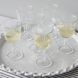 set of 6 ribbed wine glasses - Wine Glasses