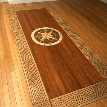 Custom Wood Floor Compass Rose & Wood Floor Border