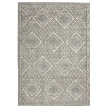 Nourison Concerto 63x87" Polyester and Polypropylene Area Rug in Gray/Ivory/Blue