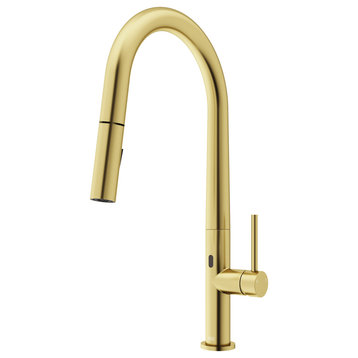 VIGO Greenwich Kitchen Faucet With Touchless Sensor, Matte Brushed Gold