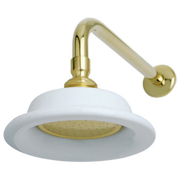 Kingston Brass Sunflower Shower Head w/12" Shower Arm Combo, Polished Brass