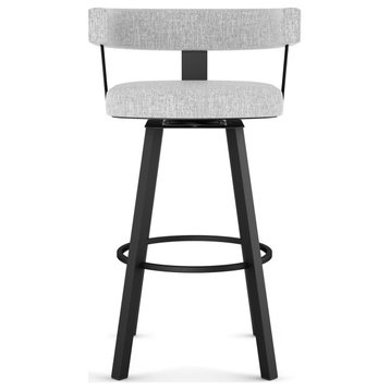 Amisco Parker Swivel Stool, Gray White Polyester/Black Metal, Counter Height