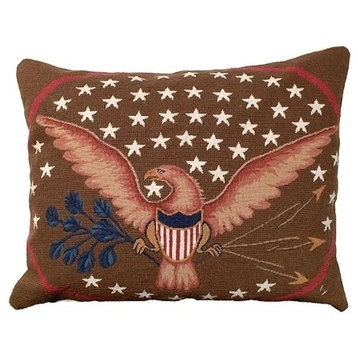 Throw Pillow Needlepoint Eagle and Shield