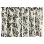 Ellis Curtain - Madison Floral Tailored Tiers, Blue, 56x24 - Make a colorful, stylish statement in any room with this rich and beautiful floral. Made with 50-percent polyester/50-percent cotton duck fabric that creates a smooth draping effect, soft texture and easy maintenance. Tailored Tier curtains are used to cover the lower portion of your windows or used alone on shorter length windows. Each curtain panel is constructed with a 1.5-inch header and 1.5-inch rod pocket.  Sold in pairs (2 panels) width measures 56-inches (both 28-inch panels together), while length measures 24-inches from top stitch down. For wider windows add multiply panels together. Easy care machine washable.