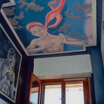 Peinture murale, appartement particulier (salle de bain), Milan, Italie.