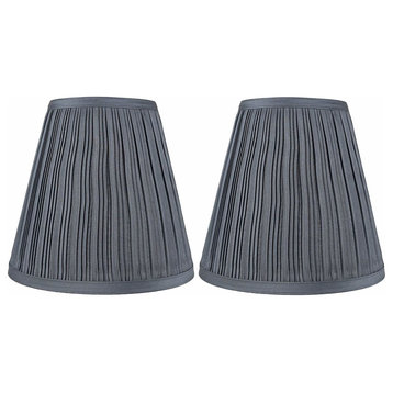 Empire Lamp Shade 5x9x8.5", Gray Pleated Faux Silk, Set of 2