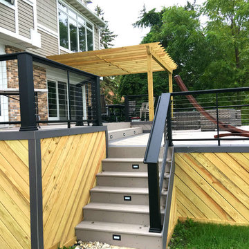 Timber Tech Deck with Pergola and Cable Rails in McHenry, IL