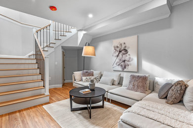 Example of a transitional home design design in Boston