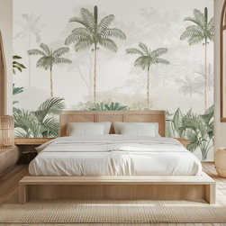 Kovalam Paradise, Palms Wallpaper for Rooms, Green, Customised - Wallpaper