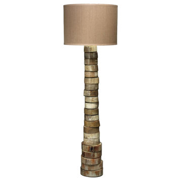 Elegant Stacked Horn Disks Floor Lamp Natural Rustic Lodge Organic Antler Modern