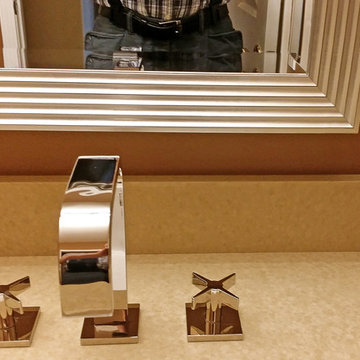 Beveled bathroom mirror, detail