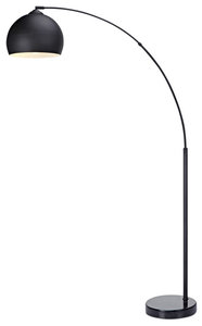 Arc Floor Lamp, Black Shade and Marble Base
