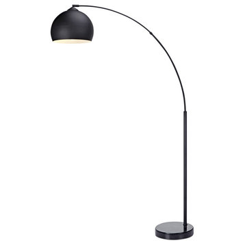 Arc Floor Lamp, Black Shade and Marble Base