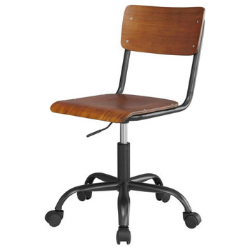 New Pacific Direct Kenneth 20" Metal Office Chair in Walnut/Gunmetal