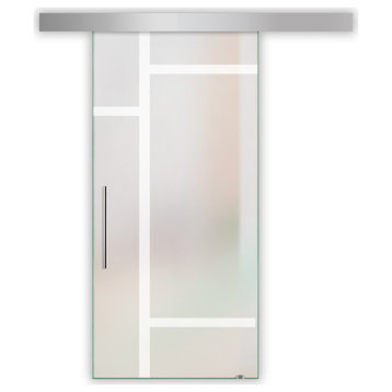 Sliding Glass Door With Various Frosted Designs ALU100, 24"x81"