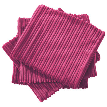 Ribbed Flanned Pillow Shell 4 Piece Set, Fuchsia Rose, 14" X 26"