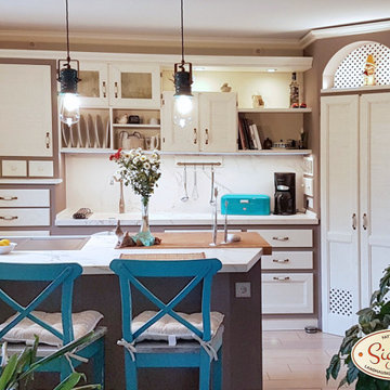 Landhausküche, weiß, BORA_professional, Kochinsel, Speisekammer