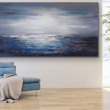 36x60 " Blue coastal painting Large Modern contemporary beach art Custom order