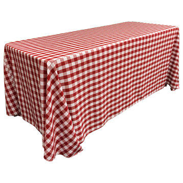 LA Linen Rectangular Gingham Checkered Tablecloth, Red, 90"x156"