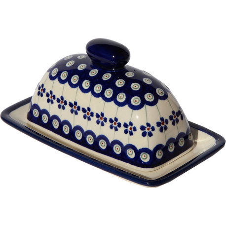 Polish Pottery Butter Dish, Pattern Number: 166a