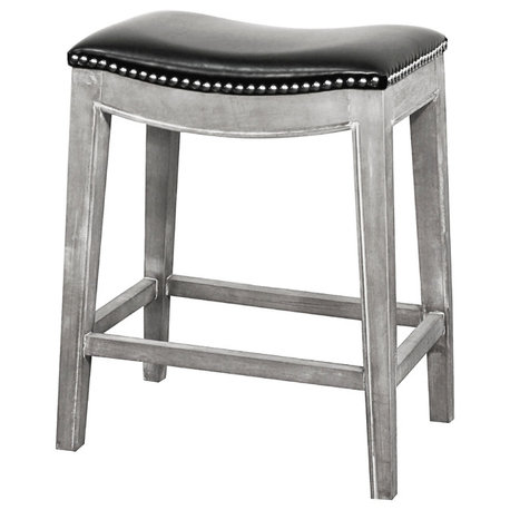 Elmo Bar/ Counter Stool, Black, Mystique Gray Legs, Counter Stool