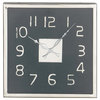 Contemporary Square Stainless Steel Wall Clock, Black, 12"