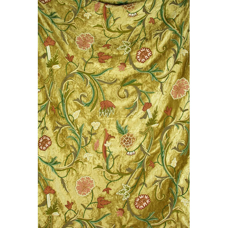 Hand-Embroidered Jaisalmer Velvet Throw, Gold, 50"x70"