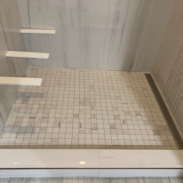 MASTER BATHROOM - Shower 24"x48" Wall Tile/Mosaic Floor + Accent / Linear Drain