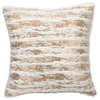 Down Filled Faux Fur With Brushed Metallic Foil Throw Pillow, 15"x15", Gold