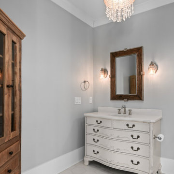 Rustic Modern Primary Bathroom with Freestanding Tub & Reclaimed Wood Accent Wal