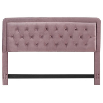 Elle Decor Amery King Tufted Upholstered Headboard in French Mauve